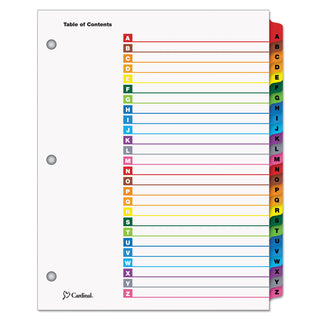 Cardinal® OneStep Printable Table of Contents and Dividers, 26-Tab, A to Z, 11 x 8.5, White, 1 Set (CRD60218)
