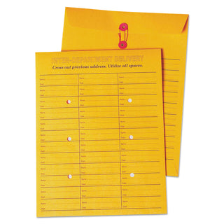 Quality Park™ Brown Kraft String & Button Box-Style Interoffice Envelope, #97, Two-Sided Three-Column Format, 10 x 13, Brown Kraft, 100/Box (QUA63562)