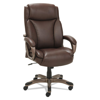 Alera® Veon Series Executive High-Back Bonded Leather Chair, Supports up to 275 lbs., Brown Seat/Brown Back, Bronze Base (ALEVN4159)