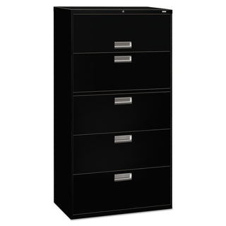 HON® 600 Series Five-Drawer Lateral File, 36w x 18d x 64.25h, Black (HON685LP)