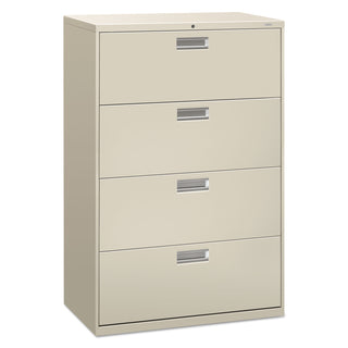 HON® 600 Series Four-Drawer Lateral File, 36w x 18d x 52.5h, Light Gray (HON684LQ)