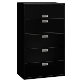 HON® 600 Series Five-Drawer Lateral File, 42w x 18d x 64.25h, Black (HON695LP)