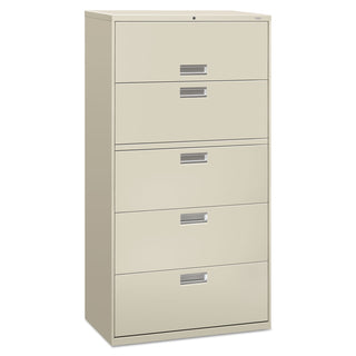 HON® 600 Series Five-Drawer Lateral File, 36w x 18d x 64.25h, Light Gray (HON685LQ)