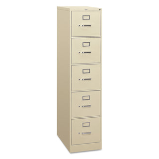 HON® 310 Series Five-Drawer Full-Suspension File, Letter, 15w x 26.5d x 60h, Putty (HON315PL)