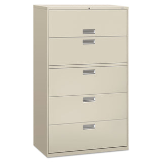 HON® 600 Series Five-Drawer Lateral File, 42w x 18d x 64.25h, Light Gray (HON695LQ)