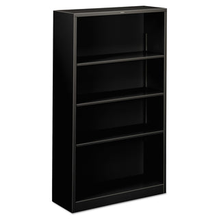 HON® Metal Bookcase, Four-Shelf, 34-1/2w x 12-5/8d x 59h, Black (HONS60ABCP)