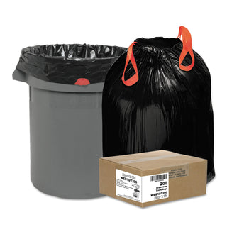 Draw 'n Tie® Heavy-Duty Trash Bags, 30 gal, 1.2 mil, 30.5" x 33", Black, 200/Box (WBI1DT200)