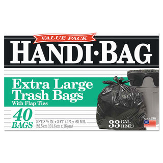 Handi-Bag® Super Value Pack, 33 gal, 0.65 mil, 32.5" x 40", Black, 40/Box (WBIHAB6FTL40)