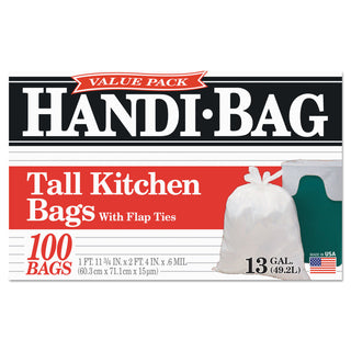 Handi-Bag® Super Value Pack, 13 gal, 0.6 mil, 23.75" x 28", White, 600/Carton (WBIHAB6K100)