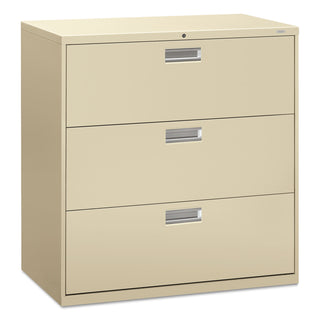 HON® 600 Series Three-Drawer Lateral File, 42w x 18d x 39.13h, Putty (HON693LL)