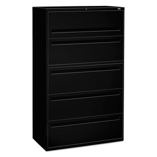 HON® 700 Series Five-Drawer Lateral File with Roll-Out Shelves, 42w x 18d x 64.25h, Black (HON795LP)