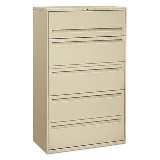 HON® 700 Series Five-Drawer Lateral File with Roll-Out Shelves, 42w x 18d x 64.25h, Putty (HON795LL)