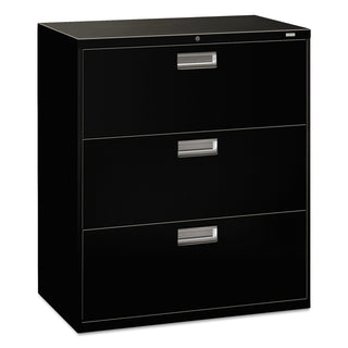 HON® 600 Series Three-Drawer Lateral File, 36w x 18d x 39.13h, Black (HON683LP)