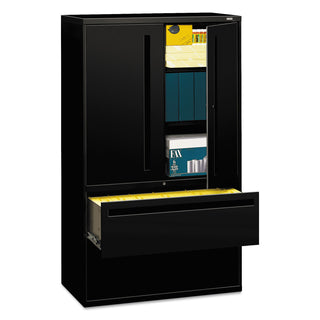 HON® 700 Series Lateral File with Storage Cabinet, 42w x 18d x 64.25h, Black (HON795LSP)