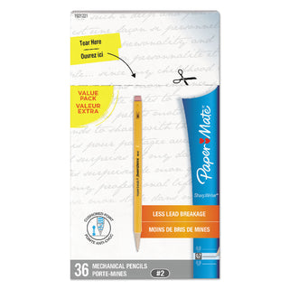 Papermate® Sharpwriter Mechanical Pencil, 0.7 mm, HB (#2.5), Black Lead, Classic Yellow Barrel, 36/Box (PAP1921221C)