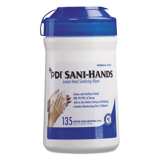 Sani Professional® Sani-Hands ALC Instant Hand Sanitizing Wipes, 7.5x6, White, 135/Canister,12/Ctn (NICP13472)