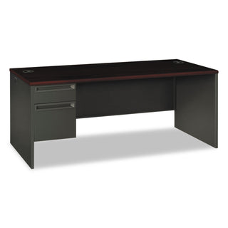 HON® 38000 Series Left Pedestal Desk, 72w x 36d x 29.5h, Mahogany/Charcoal (HON38294LNS)