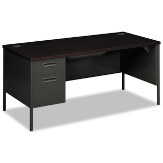 HON® Metro Classic Left Pedestal Desk, 66w x 30d x 29.5h, Mahogany/Charcoal (HONP3266LNS)