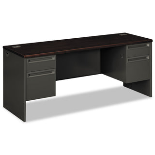 HON® 38000 Series Kneespace Credenza, 72w x 24d x 29.5h, Mahogany/Charcoal (HON38854NS)