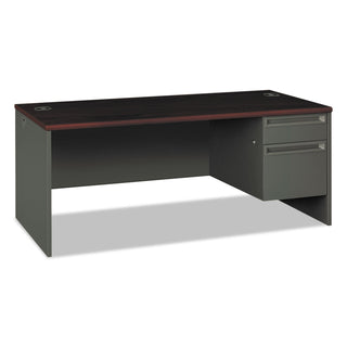 HON® 38000 Series Right Pedestal Desk, 72w x 36d x 29.5h, Mahogany/Charcoal (HON38293RNS)