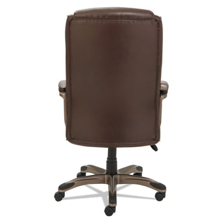 Alera® Veon Series Executive High-Back Bonded Leather Chair, Supports up to 275 lbs., Brown Seat/Brown Back, Bronze Base (ALEVN4159)