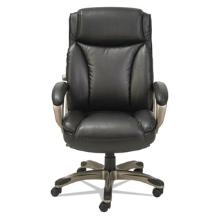 Alera® Veon Series Executive High-Back Leather Chair, Supports up to 275 lbs, Black Seat/Black Back, Graphite Base (ALEVN4119)