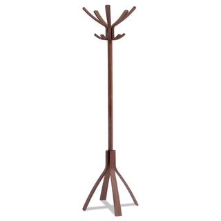 Alba™ Café Wood Coat Stand, Ten Peg/Five Hook, 21.67w x 21.67d x 69.33h, Espresso Brown (ABAPMCAFE)