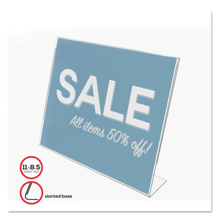 deflecto® Classic Image Slanted Sign Holder, Landscaped, 11 x 8 1/2 Insert, Clear (DEF66701)