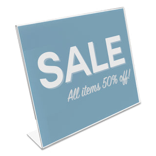 deflecto® Classic Image Slanted Sign Holder, Landscaped, 11 x 8 1/2 Insert, Clear (DEF66701)