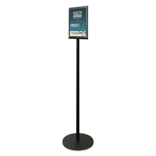 deflecto® Double-Sided Magnetic Sign Display, 8 1/2 x 11 Insert, 56" Tall, Clear/Black (DEF692056)