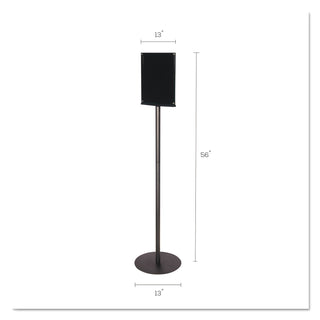 deflecto® Double-Sided Magnetic Sign Display, 8 1/2 x 11 Insert, 56" Tall, Clear/Black (DEF692056)