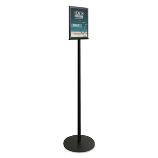 deflecto® Double-Sided Magnetic Sign Display, 8 1/2 x 11 Insert, 56" Tall, Clear/Black (DEF692056)