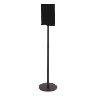 deflecto® Double-Sided Magnetic Sign Display, 8 1/2 x 11 Insert, 56" Tall, Clear/Black (DEF692056)