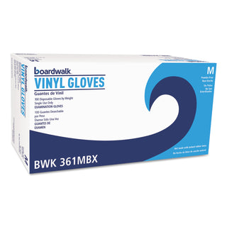 Boardwalk® Exam Vinyl Gloves, Clear, Medium, 3 3/5 mil, 100/Box, 10 Boxes/Carton (BWK361MCT)