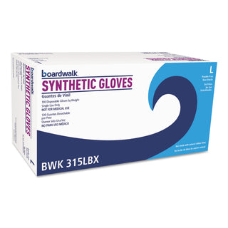 Boardwalk® Powder-Free Synthetic Vinyl Gloves, Large, Cream, 4 mil, 1,000/Carton (BWK315LCT)