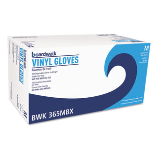 Boardwalk® General Purpose Vinyl Gloves, Powder/Latex-Free, 2.6 mil, Medium, Clear, 100/Box, 10 Boxes/Carton (BWK365MCT)