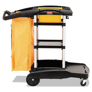 Rubbermaid® Commercial High Capacity Cleaning Cart, Plastic, 4 Shelves, 2 Bins, 21.75" x 49.75" x 38.38", Black (RCP9T72)