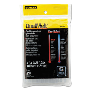 Stanley Bostitch® Dual Temperature Mini Glue Sticks, 0.28" x 4", Dries Clear, 24/Pack (BOSGS10DT)
