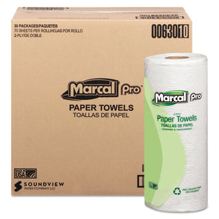 Marcal PRO™ 100% Premium Recycled Towels, 2-Ply, 11 x 9, White, 70/Roll, 30 Rolls/Carton (630MAR)