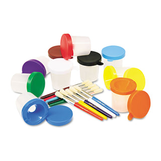 Creativity Street® No-Spill Cups & Coordinating Brushes, Assorted Colors, 10/Set (CKC5104) (CKC5104)