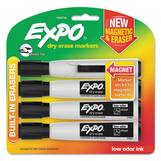 EXPO® Magnetic Dry Erase Marker, Broad Chisel Tip, Black, 4/Pack (SAN1944729) (SAN1944729)