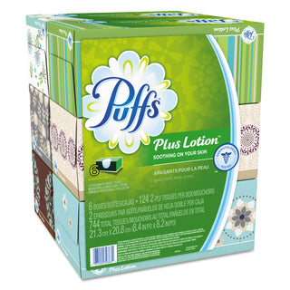 Puffs Plus Lotion Facial Tissue, White, 6 Cube Pack, 124 Sheets Per Cube, 4/Case, 2876 Sheets Total (PGC39383) (PGC39383)
