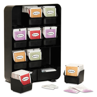 Mind Reader Baggy Nine-Drawer Tea Bag and Accessory Holder, Black, 10.24 x 4.33 x 13.11 (EMSTBORGBLK)