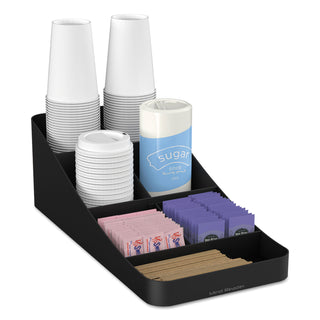 Mind Reader Trove Seven-Compartment Coffee Condiment Organizer, Black, 7 3/4 x 16 x 5 1/4 (EMSCOMP7BLK)