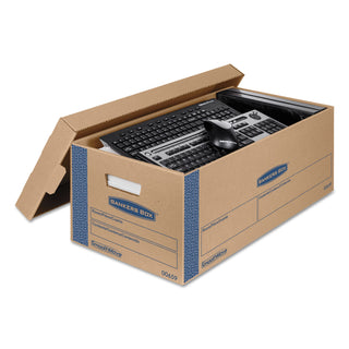 Bankers Box® SmoothMove Prime Moving/Storage Boxes, Lift-Off Lid, Half Slotted Container, Small, 12" x 24" x 10", Brown/Blue, 8/Carton (FEL0065901)