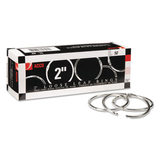 ACCO Metal Book Rings, 2" Diameter, 50 Rings/Box (ACC72205)