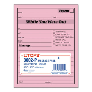TOPS™ While You Were Out, One-Sided, 4.25 x 5.5, 1/Page, 50 Forms/Pad, Dozen (TOP3002P)