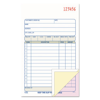 Adams® Carbonless Sales Order Book, Three-Part Carbonless, 4-3/16 x 7 3/16, 50 Sheets (ABFTC4705)