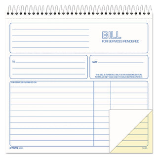 TOPS™ Spiralbound Service Invoices, Two-Part Carbonless, 8.5 x 7.75, 1/Page, 50 Forms (TOP4133)