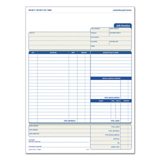 TOPS™ Snap-Off Job Invoice Form, Three-Part Carbonless, 8.5 x 11.63, 1/Page, 50 Forms (TOP3866)